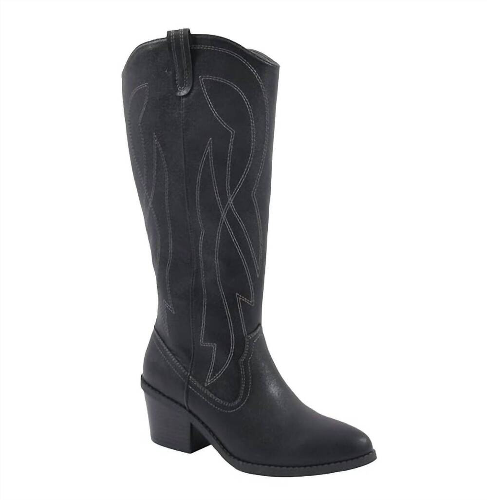 NEW JELLYPOP women's festival western tall boots in black metallic